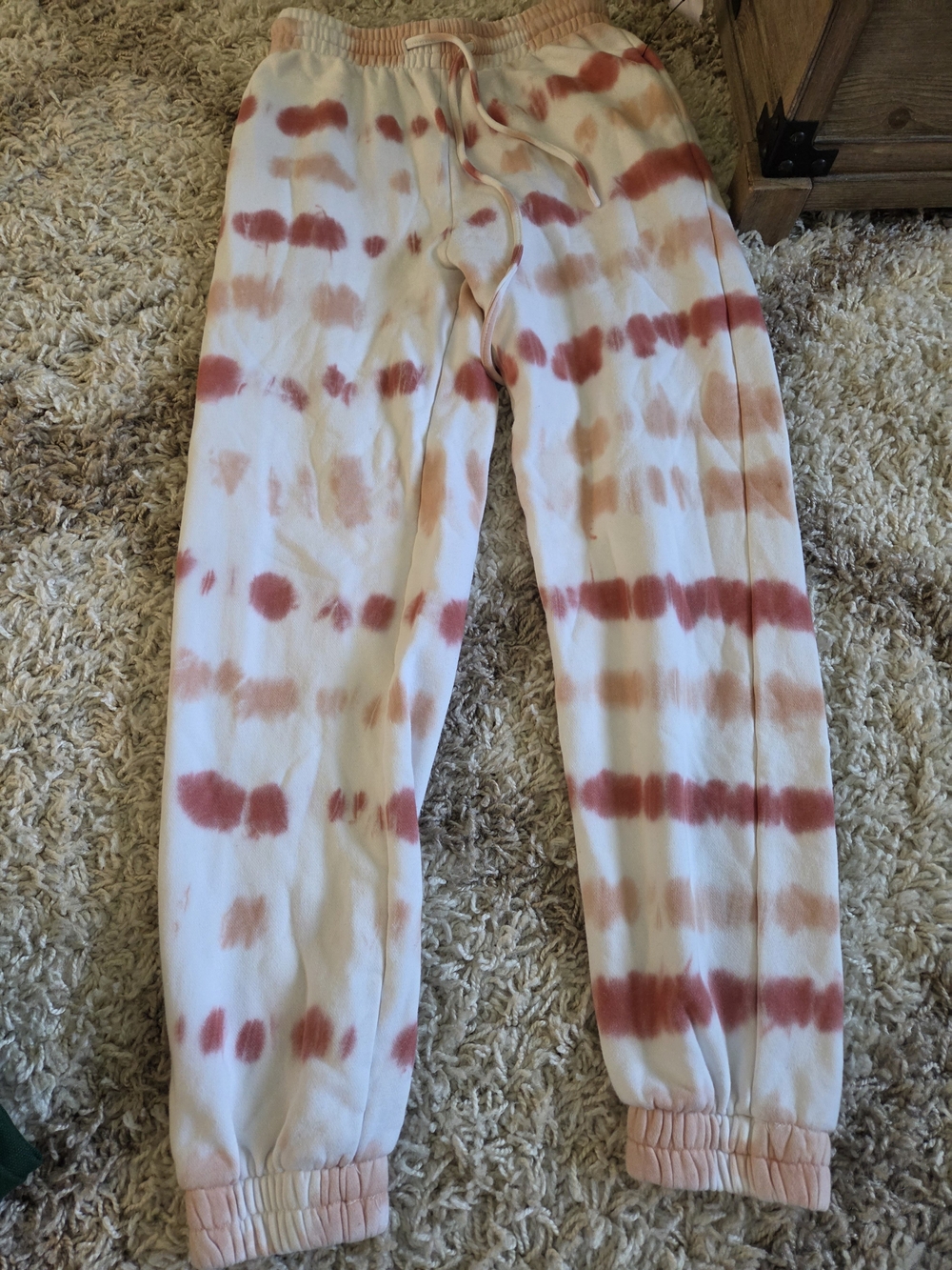 Le Lis Tie-Dye Track Pants - White & Peach